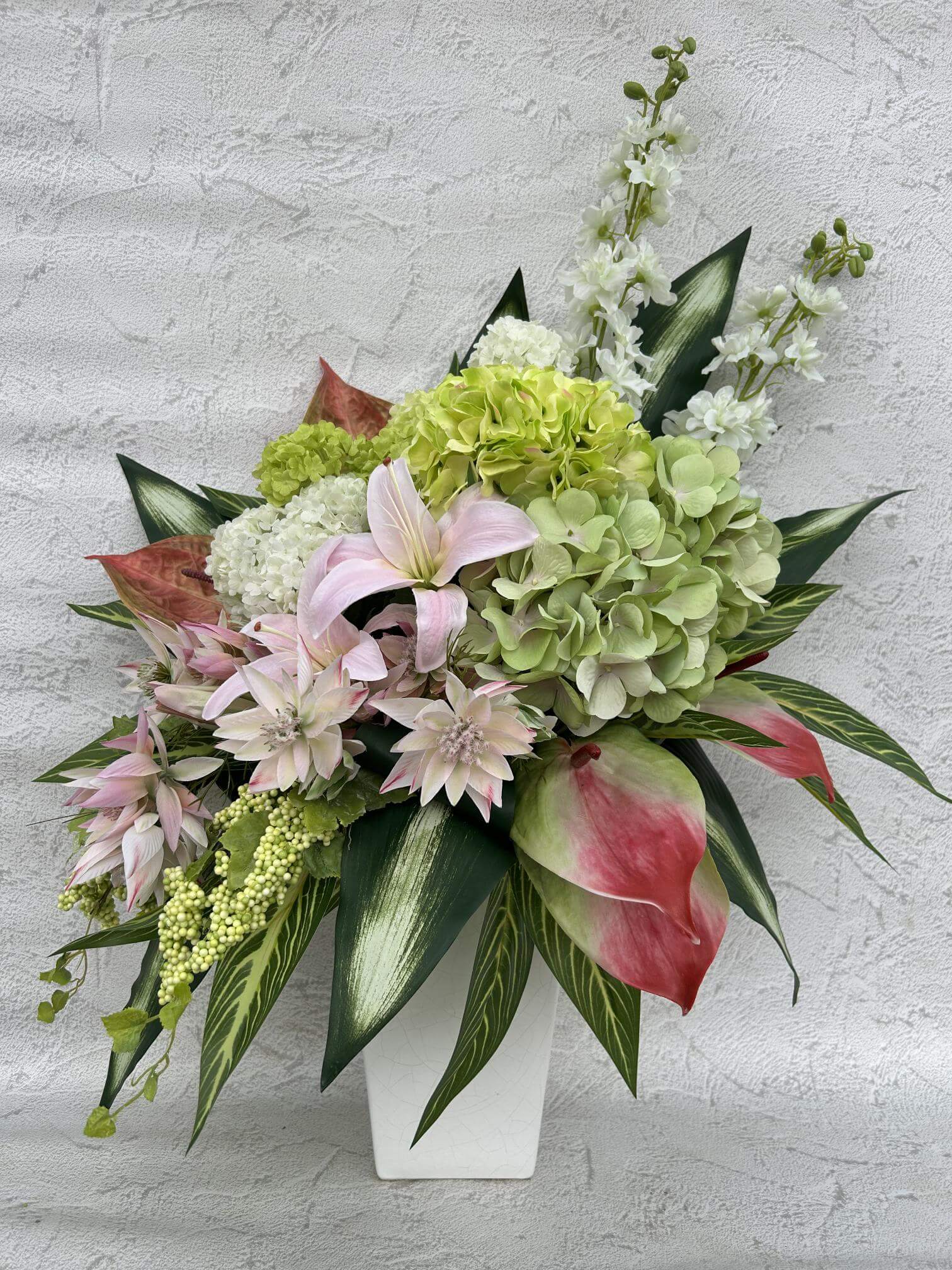 野沢園blog　東京近郊グリーンレンタル　アーティフィシャルフラワーのアレンジメント